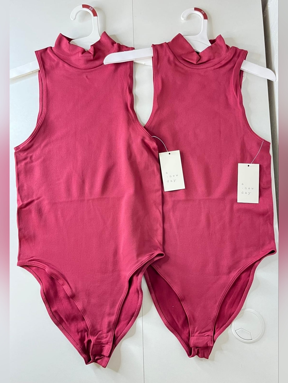 a new day 2 Pack-Deep Raspberry Sleeveless Mock Neck Bodysuit